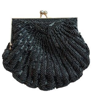 Walborg Black Beaded Purse w/ Chain Strap | Made in Hong Kong
